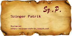 Szinger Patrik névjegykártya